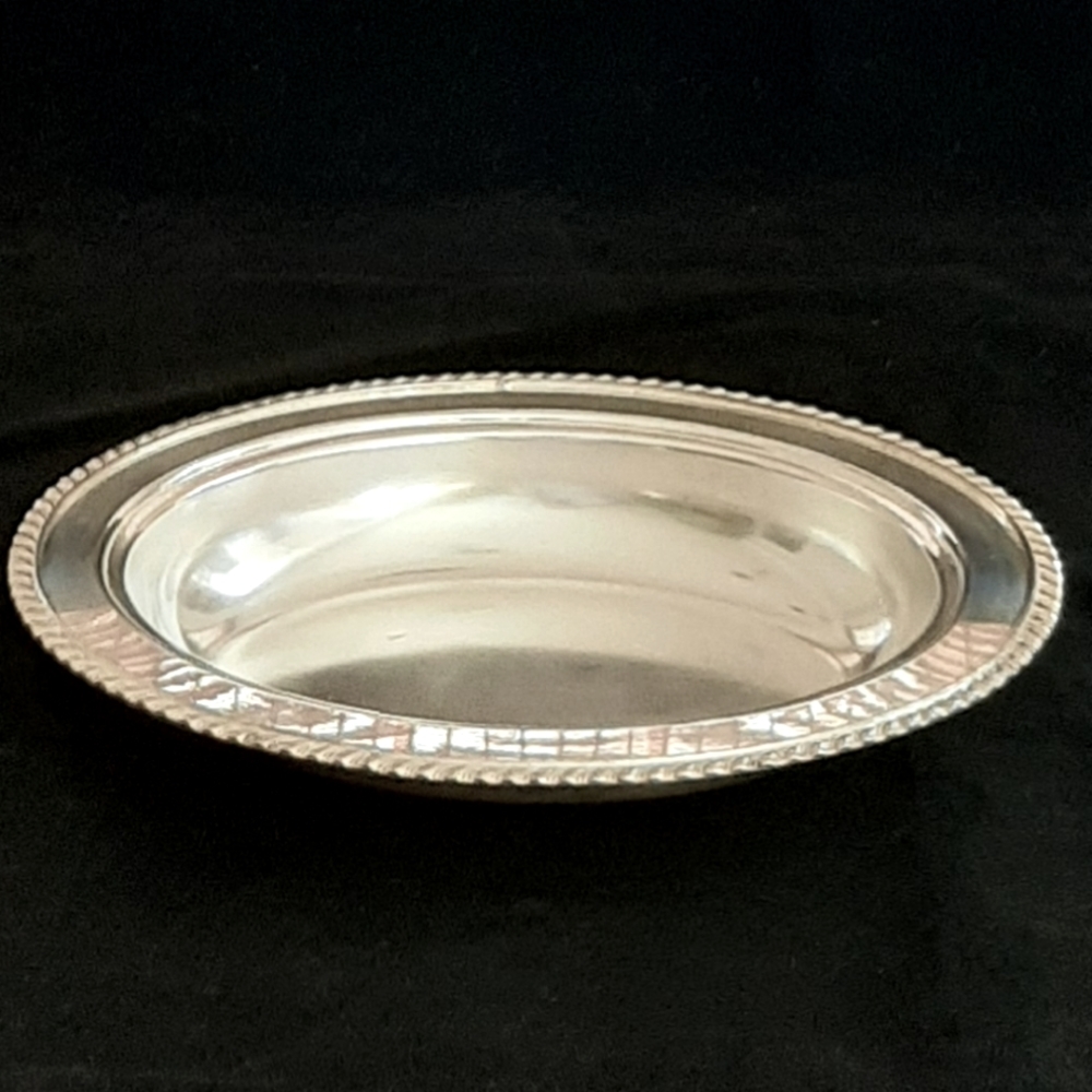 Vintage Silver on Copper Plated Oval Serving Bowl
